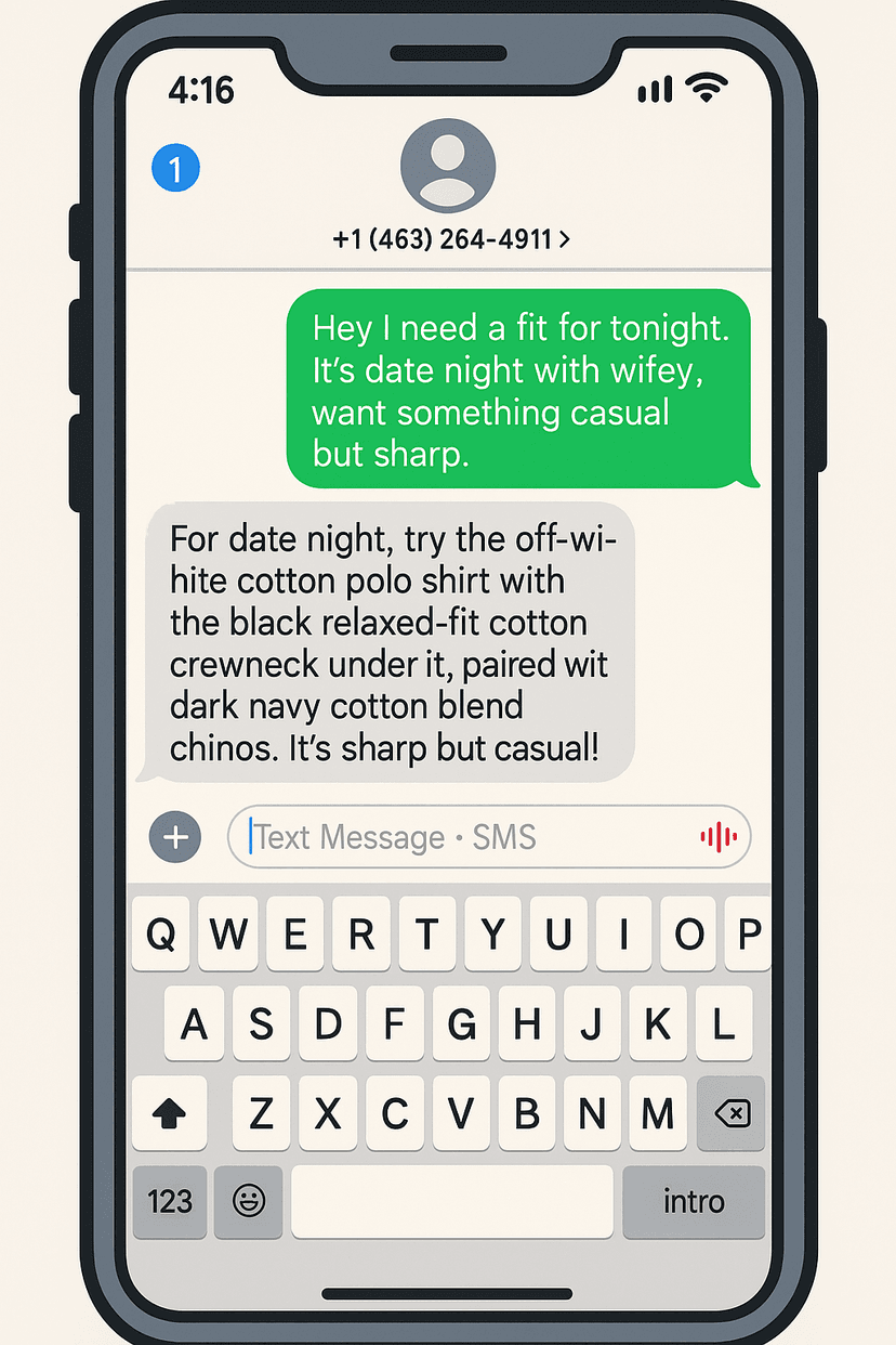 SMS evening outfit recommendation